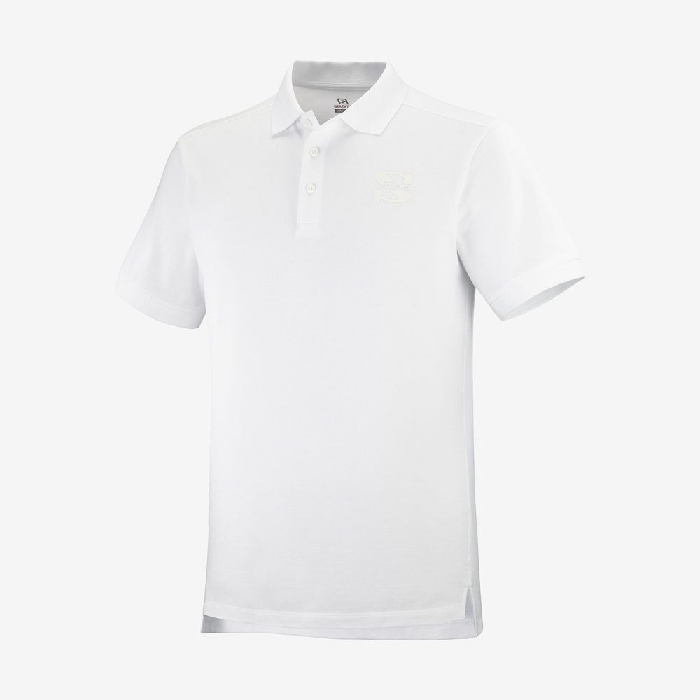 SALOMON OUTLIFE SS POLO M Philippines - Men's Tee Shirt - White | 719854-OVG